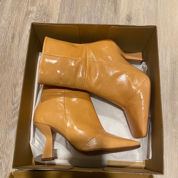 Leather Square Toe Heeled Boots in Natural - Picture 5 of 7